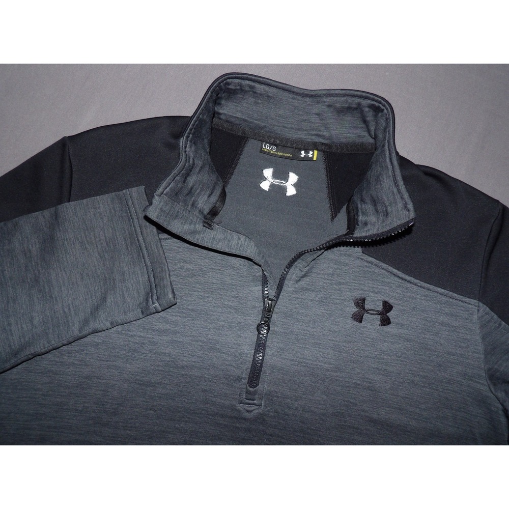 Under Armour Fleece Lined Stretch Gray/Black 1/4 Zip Athletic Jacket Men's Large